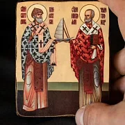 Иконка "Св. Николая и Спиридона" Дорожная — красивый подарок — фотография 1