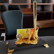 Письменный набор "На медведя". Позолоченный — оригинальный подарок — фотография 1