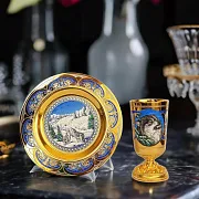 Винная чарка с блюдцем "Волк". Златоуст — необычный подарок — фотография 1