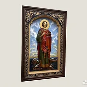 Икона резная из дерева Святой Целитель Пантелеймон в подарок — фотография 2