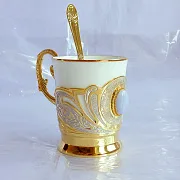 Кофейная пара из фарфора с агатом. Златоуст — необычный подарок — фотография 4