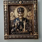 Резная Икона из дерева. Святой Николай Чудотворец — оригинальный подарок — фотография 9