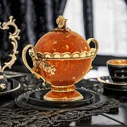 Бонбоньерка (сахарница) "Виноград" из янтаря — необычный подарок — фотография 1