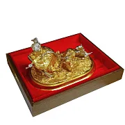 Подарочная композиция «Охотник с кабаном» из латуни — фотография 4