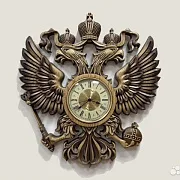 Подарочные часы с гербом РФ, резные из массива ясеня — фотография 4
