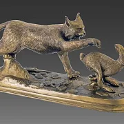 Композиция «Рысь с зайцем» — оригинальный подарок — фотография 2