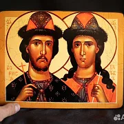 Подарочная икона святых Бориса и Глеба — фотография 1