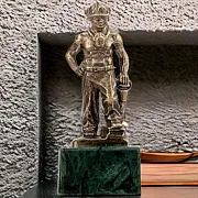 Бронзовая статуэтка «Шахтёр с отбойным молотком» на подставке — необычный подарок — фотография 1