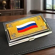Подарочная визитница «Флаг» с эмалью. Златоуст — фотография 1