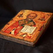 Икона деревянная "Святитель Николай" — оригинальный подарок — фотография 3