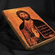 Икона деревянная "Христос Пантократор" — оригинальный подарок — фотография 5
