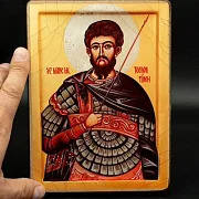 Икона "Феодор Тирон - покровитель воинов" — необычный подарок — фотография 1