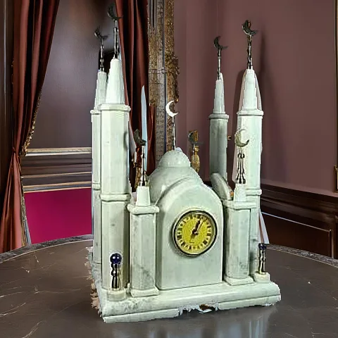 Часы «Мечеть» из мрамора в кожаном чемодане — необычный подарок