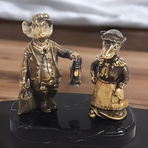 Композиция из бронзы «Крыски» со змеевиком — красивый подарок