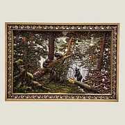 Резное панно «Мишки в лесу» 49×70 см — необычный подарок — фотография 1